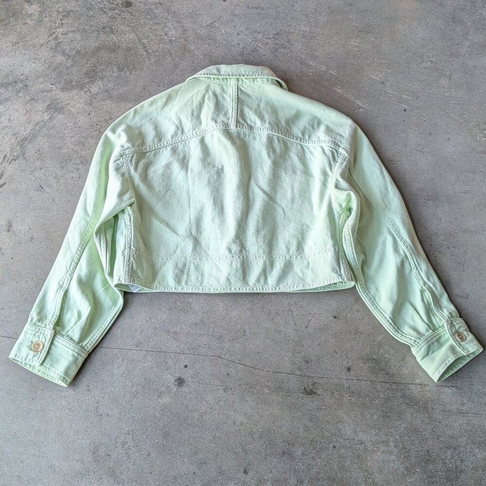 Zara Pastel Green Cropped Oversized Boxy Denim Jacket small - Picture 8 of 8